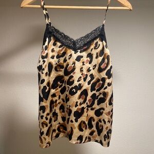 Cheetah print silk lace pajama shirt or tank top